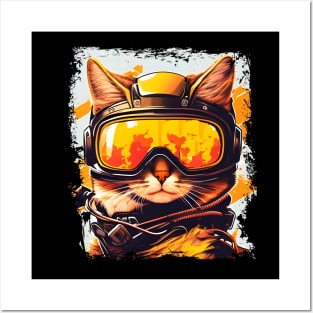 Cool Cat - A Cat In A Ski Googles Skiing Skier Posters and Art